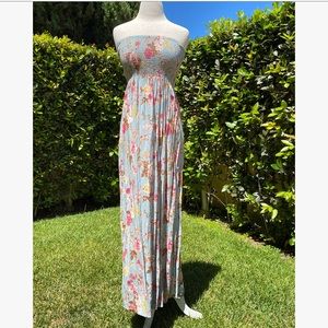 Floral maxi strapless dress
